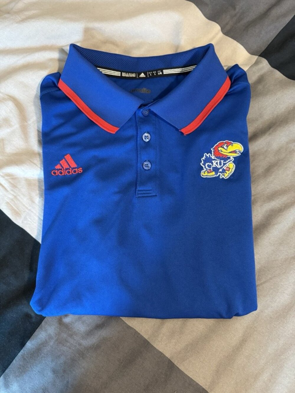 Adidas Kansas Jayhawks Golf Polo Men's L Blue Red